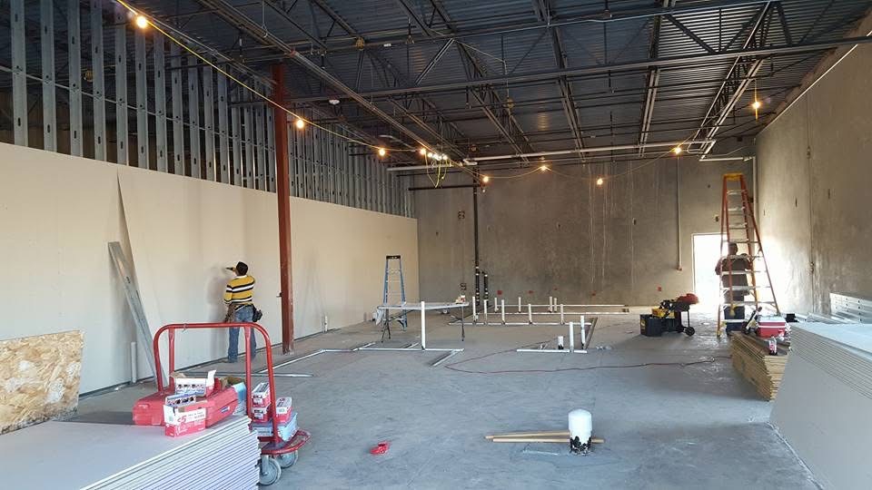 Commercial exterior construction project in progress